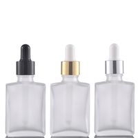 Wholesale 30ml Black Frosted Clear Glass E Liquid Reagent Pipette Dropper Bottles Square Essential Oil Container For Smoke Oil Essential Oil