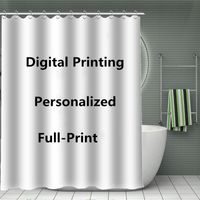 Wholesale Custom Waterproof Shower Curtains with Hooks C Digital Full Printing Polyester Bathroom Curtains Carpet x180 cm