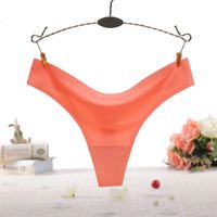 Wholesale Candy Color Sexy Seamless Briefs Ice Silk Low Rise Panties Thong G String Sexy Underwear Lingerie Europe Russia cute lady rose red Women