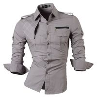 Wholesale jeansian Men s Long Sleeve Dress Casual Shirts Slim Fit Fashion Stylish Designer Military