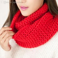 Wholesale New Autumn Winter Warm Women Scarf Snood Wool Blend Knit Neck Circle Cowl Snood Wrap Ring Scarves Shawl