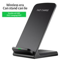 Wholesale Portable W W Fast Wireless Charger Mobile Phone Holder USB Qi Vertical Charging Pad Induction Dual Coil