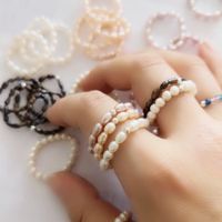 Wholesale Freshwater Rice Pearl Ring Natural Color Stretch Rings Colors Available for Women Wedding Jewelry Gifts