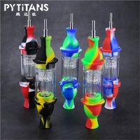 Wholesale Silicon Dab Straw Lighthouse Shape NC Acrylic Filter Smoking Pipe Colorful Smoking Bong with Titanium Nail Tip best price