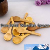 Wholesale 9cm Mini Wooden Bamboo Spoon Lovely Seasoning Spoon Ice Cream Spoons Wooden Flatware