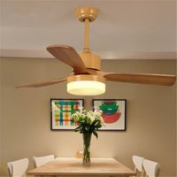 Wholesale Electric Fans Fan Light Fixtures With Romote Control Modern Nordic Loft Wood Led Ceiling Dining Room Study