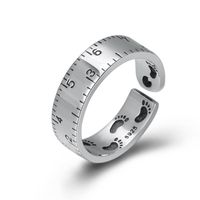 Wholesale 925 Sterling Silver Jewelry Women Creative foot print number Measuring ruler Ring Adjustable Couple Ring