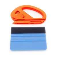 Wholesale 1pc Auto Styling Vinyl Carbon Fiber Window Ice Remover Cleaning Wash Car Scraper With Felt Squeegee Film Wrapping x7cm