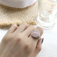 Wholesale POFUNUO Real Sterling Silver Girls Cute Pink White Crystal Rings Women Romantic Strawberry Quartz Rings Sister Jewelry Gifts