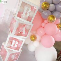 Wholesale Baby Shower Boy Girl Transparent Balloon Box Baby Shower Decoration Christening Birthday Party Decor Cardboard Box Gift Wrap