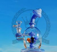 Wholesale BONG Glass bong Recycler water pipe High quality Oil Rigs Hybrid Two function Hand make glass art built in claim catchers