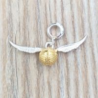 Wholesale Authentic Sterling Silver pendants Herry Poter Sterling Silver Golden Snitch Slider Charm Fits European bear Jewelry Style Gift WB0004 S