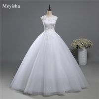 Wholesale Ball Gown Real Images Lace Tulle Wedding Dresses Dresses Bridal Dress Plus Size Shine Skirt Crystal Beads