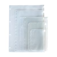 Wholesale A5 A6 A7 Clear Punched Binder Pockets for Notebook Holes Zipper Loose Leaf Insert Bag PVC Frosted Notebook Pockets Envelop Storage Folders