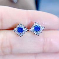 Wholesale Natural real blue sapphire small stud earring Per jewelry ct gemstone sterling silver Fine jewelry J2081311