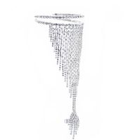 Wholesale Fashion shiny rhinestone crystal bracelet bangle with ring Jewelry Women girl Wedding Bridal Hand Chain Silver
