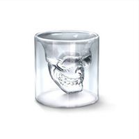 Wholesale 4 Sizes Skull Head Wine Glass Mug Crystal Beer Whiskey Shot Double Transparent Glass Cup Vodka Drinking Bar Club Beer Wine Glass Bottle