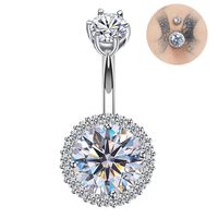 Wholesale Bell Button Rings sterling silver belly ring cubic zircon bar Navel Piercings Jewelry