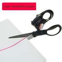 Wholesale Laser Guided Scissors For Home Crafts DIY Wrapping Gifts DIY Fabric Sewing Cut Straight Fast Cutting Stainless Steel Scissors with Battery
