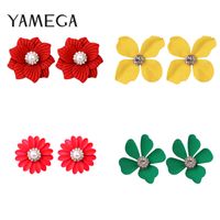 Wholesale Stud Fashion Spring Flower Earrings Sweet Pearl Ear Painted Colorful For Women Girls Trendy Jewelry Arriavel
