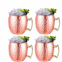 Wholesale 4 Pieces ml Ounces Moscow Mule Mug Stainless Steel Hammered Copper Plated Beer Cup Coffee Cup Bar Drinkware