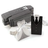 Wholesale Gift Wrap Pieces Set Of Wedding Candy Decoration Box Bride Groom Dress Tuxedo Party Chocolate