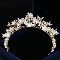 Wholesale Bridal Headpieces Wedding Crowns Butterfly Flower Crystal Crown Headdress Golden Baroque Crown Wedding Accessories Jewelry Bridal Tiara