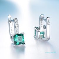 Wholesale Hot Sale UMCHO Created Green Emerald Gemstone Clip Earrings For Women Solid Sterling Silver Anniversary Gifts For Women Accessories