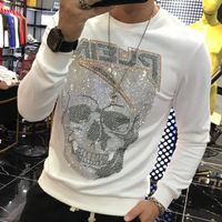 Wholesale 2020 Autumn New Mens Pullover Cotton Knitted Jumper Skull Printed Sweater Street Hip Hop Streetwear Handsome Fashion Designer Hoodies O Neck