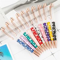 Wholesale 20 Color Cartoon DIY Empty Tube Metal Ballpoint Pens Student Writing Gift Self filling Floating Glitter Crystal Pen New Design