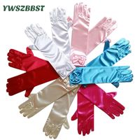 Wholesale Hair Accessories Princess Girls Gloves Long Kids Dress Baby Satin With Bow Children s Day Gifts