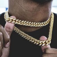 Wholesale 3 Colors Personalized Gold Silver Hip Hop Bling Diamond Cuban Link Chain Necklace For Men Miami Rapper Bijoux Mens Chains Jewelry