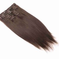 Wholesale 160G G Brazilian Full Machine Made Remy Straight Clip In Human Hair Extensions Full Head Set To inch DHL