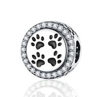 Wholesale Vintage Cute Animal Footprints Charm Bead Fit Pandora Bracelet Christmas Charms Real Sterling Silver
