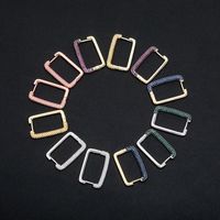 Wholesale Korea New Style Jewelry Simple Design Square Shape with Colored Diamond Gold Plated Fashion Ear Studs