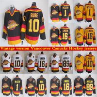 Wholesale Men s Vancouver Canucks CCM Vintage Throwback jerseys BURE LINDEN MOGILNY MCLEAN Retro Hockey Jerseys