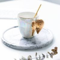 Wholesale Northern European Style Light Creative Ceramic Mug Gold Foil Angel Wings Cup Coffee Black Tea Cup Gift