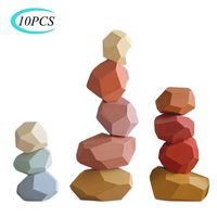 Wholesale Children s Wooden Colored Stone Jenga Building Block Educational Toy Creative Nordic Style Stacking Game Rainbow Wooden Toy Gift C0927