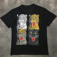 Wholesale Fashion Mens T Shirt Famous Street High Quality Tiger Print Pullover Polo Short Sleeve T Shirts ss Men Women Couples Stylist Tee