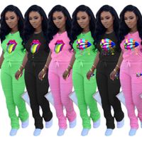 Wholesale Women Sets Summer Tracksuits Tops Pants sweat Suit Two Piece Set Night Club Sporty Outfits Two Piece Set Street set038