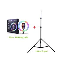 Wholesale Holders inch cm RGB Ring Light With m Tripod Phone Clip Selfie Colorful Lamp Photography Lights Flash for Vlogging Short Video YouTube