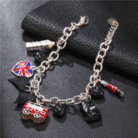 Wholesale Charm Bracelets Est Fashion Silver Color Chain Enamel England Bus Heart Soldier Pendant Bracelet Lover Women Bow Link