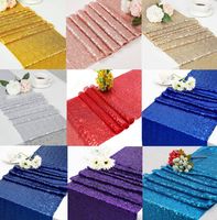 Wholesale Sequins Table Runner Table Banner Sequin Decor Tablecloth Cloth Fabric Decoration Runners Party Decorations for Tables cm LJJK2454