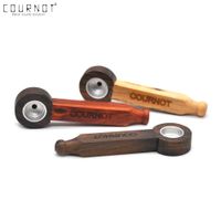 Wholesale COURNOT Handmade Wooden Pipe DIY Kit Pocket Size Wooden Tobacco Pipe With Metal Bowl Portable Herb Smoking Pipe