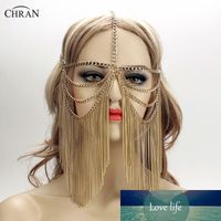 Wholesale Chran Gold Sexy Women Multi Layer Tassel Head Chain Headdress Forehead Headband Chainmail Face Mask Body Jewelry CRB4139 Factory price expert design Quality
