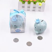 Wholesale Ceramic Pink Blue Elephant Bank Coin box for Baptism Favors Baby Shower Christening gifts HHC1455