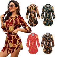 Wholesale Women Blouses S XL Autumn Winter Clothes Printing Turn down Collar Plus Size Tops Female Shirts Long Sleeve Oversize Multicolor