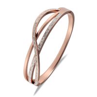 Wholesale New Arrival Hot Stainless Steel Rose Gold Crystals Spring Bangle Bracelets Nickel Free Jewelry for Women Lover Gift