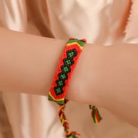 Wholesale Ethnic style jewelry colorful cotton thread fabric bracelet hand woven hand rope hit color exotic pattern knotted bracelet