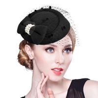 Wholesale Stingy Brim Hats Fashion Women Girl Bow Hair Clip Lace Feather Mini Top Hat Fascinator Fancy Party Dress Accessories